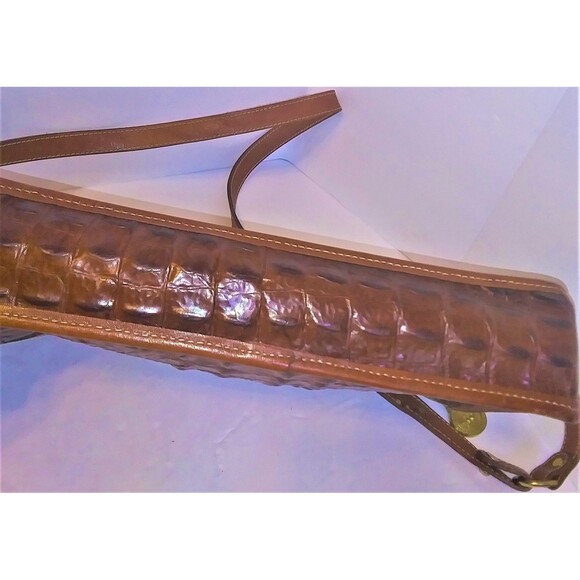 Brahmin Crossbody Gorpcore Bag 70s 80s FairyGrunge Croc Embossed Brown Leather - Picture 8 of 9